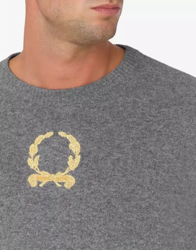 Wool and Cashmere Pullover Laurel Crown Embroidery