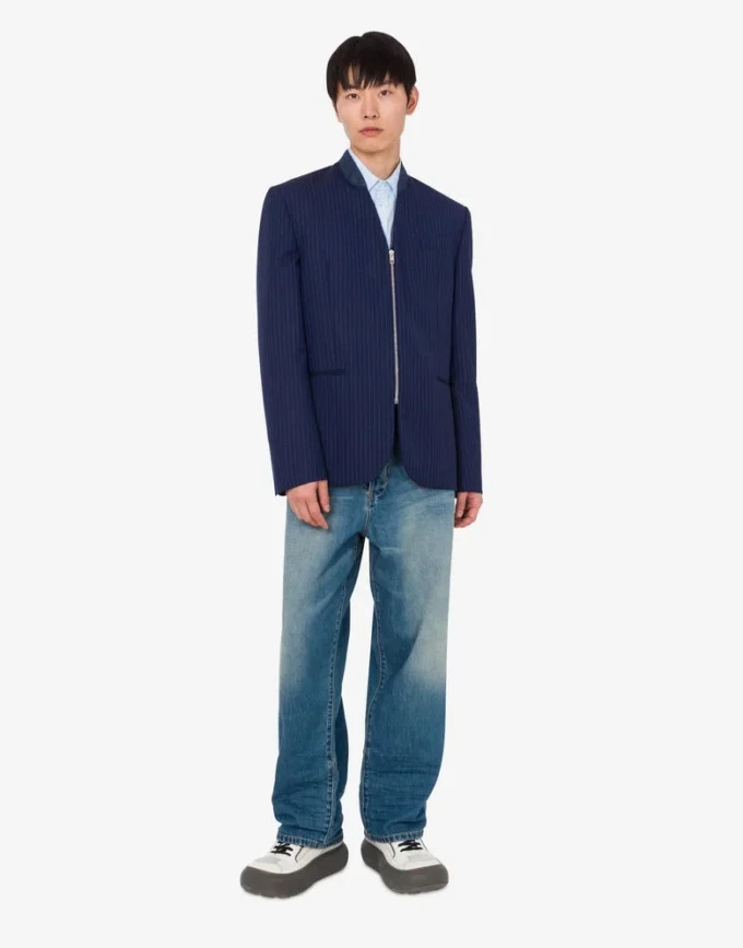 Yarn-dyed pinstriped wool jacket