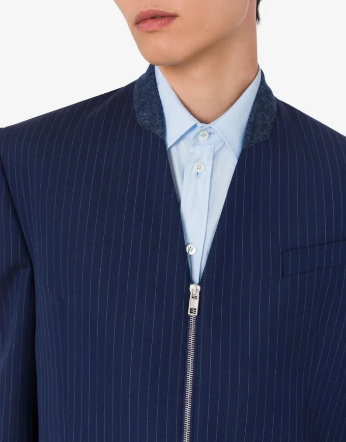 Yarn-dyed pinstriped wool jacket