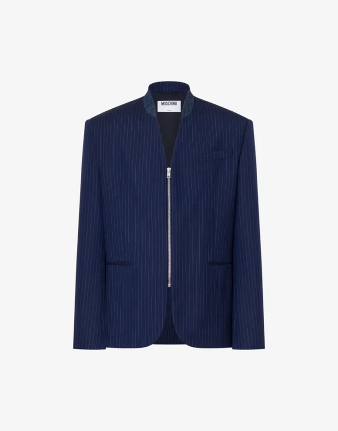 Yarn-dyed pinstriped wool jacket