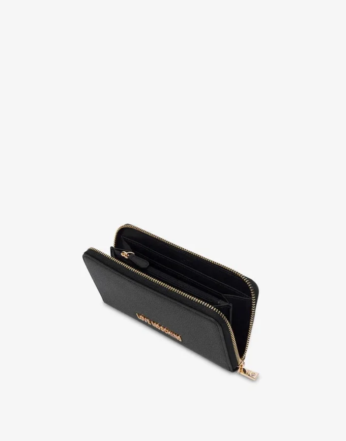 Zip-around wallet with lettering logo